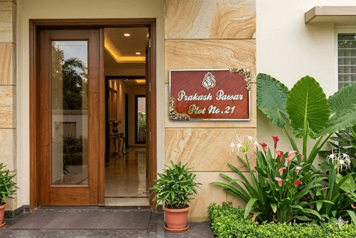 Resin house nameplate, handmade in Jabalpur Custom handmade resin house nameplate with marble effect and gold lettering