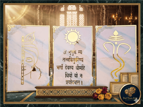 Letter and handwriting preservation in resin Handwritten shloka and mantra preserved in a clear resin frame